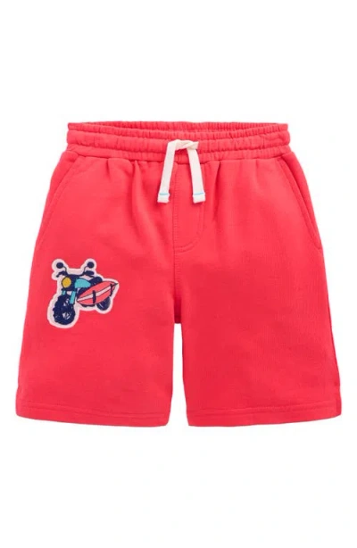 Mini Boden Kids' Superstitch Badge Drawstring Shorts In Red