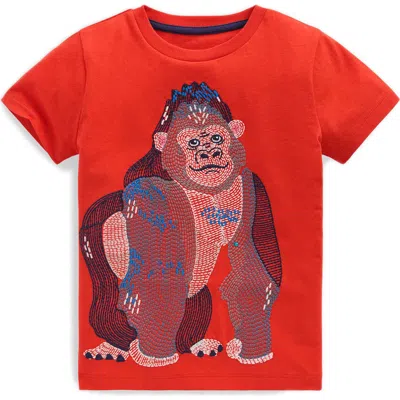 Mini Boden Kids' Superstitch Fiesta Gorilla Cotton T-shirt In Red
