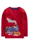 Mini Boden Kids' Superstitch Long Sleeve Cotton T-shirt In Red