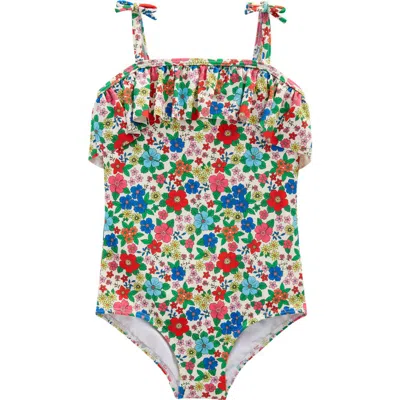 Mini Boden Kids' Tallulah Frill One-piece Swimsuit In Multi Holiday Flowerbed