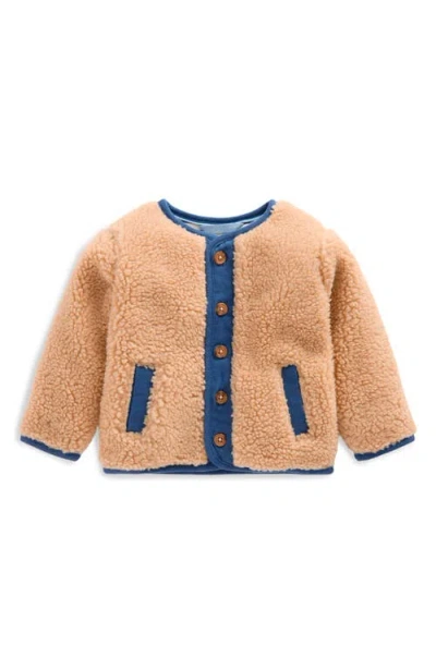 Mini Boden Babies'  Kids' Teddy Button Front Jacket In Brown