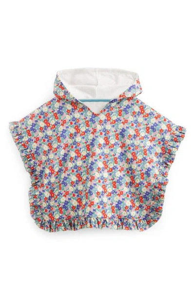 Mini Boden Kids' Terry Cloth Hooded Cover-up In Multi Nautical Floral