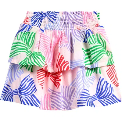 Mini Boden Kids' Tiered Bow Print Skirt In French Pink Bows