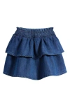 Mini Boden Kids' Tiered Denim Skirt In Blue