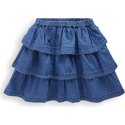 Mini Boden Kids' Tiered Denim Skirt In Blue