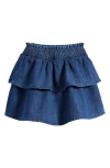 Mini Boden Kids' Tiered Denim Skirt In Mid Vintage Blue