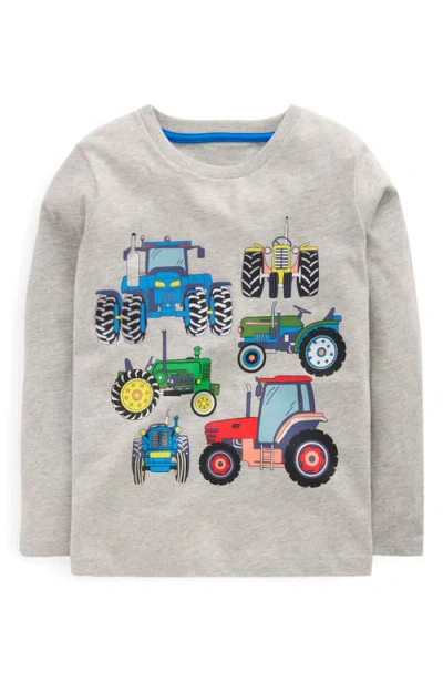 Mini Boden Kids' Tractor Long Sleeve Cotton Graphic T-shirt In White