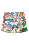 Mini Boden Kids' Tropical Print Linen & Cotton Shorts In Ivory Multi Jungle