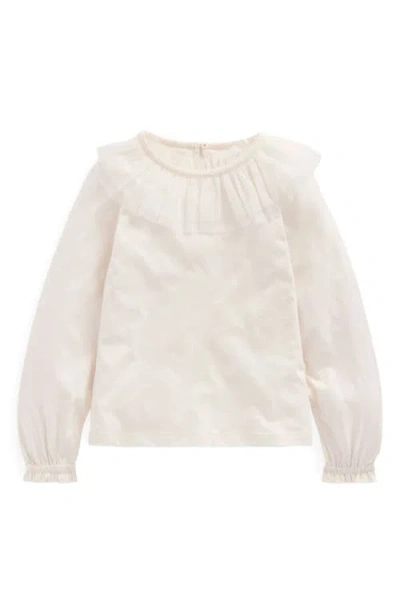 Mini Boden Kids' Tulle Accent Cotton Jersey Top In White