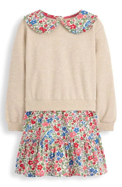 Mini Boden Kids' Two-in-one Floral Cotton Sweatshirt Dress In Multi