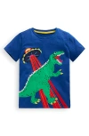Mini Boden Kids' Ufo Dinosaur Appliqué T-shirt In Blue