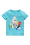 Mini Boden Kids' Undersea Appliqué Lift The Flap Cotton Graphic T-shirt In Aquamarine Blue Mermaid