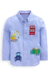 Mini Boden Kids' Vehicle Embroidered Cotton Graphic Button-down Shirt In Multi