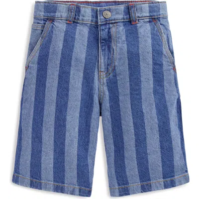 Mini Boden Kids' Vertical Stripe Carpenter Shorts In Blue