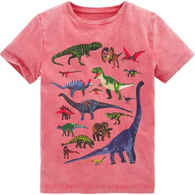 Mini Boden Kids' Washed Dino Graphic Cotton T-shirt In Pink