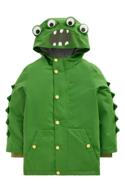 Mini Boden Kids' Waterproof Monster Raincoat In Green
