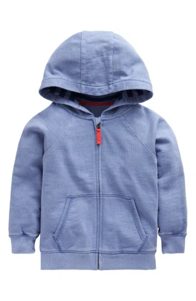 Mini Boden Kids' Zip-up Cotton Hoodie In Dusty Blue