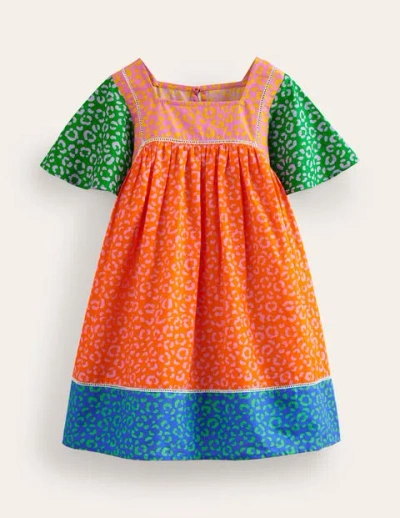 Mini Boden Kids' Lightweight Vacation Dress Multi Leopard Print Girls Boden In Orange