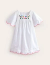 MINI BODEN Lightweight Vacation Dress White Floral Embroidery Girls Boden