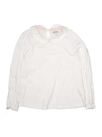 Pre-owned Mini Boden Kids' Long Sleeve Blouse In White