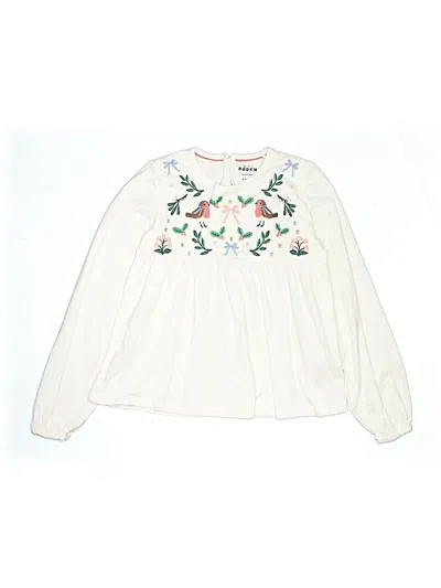 Pre-owned Mini Boden Kids' Long Sleeve Blouse In White
