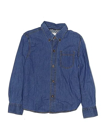 Pre-owned Mini Boden Kids' Long Sleeve Button Down Shirt In Blue