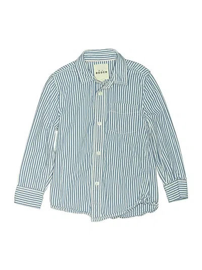 Pre-owned Mini Boden Kids' Long Sleeve Button Down Shirt In Blue