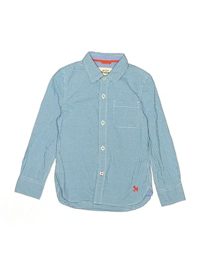 Pre-owned Mini Boden Kids' Long Sleeve Button Down Shirt In Blue