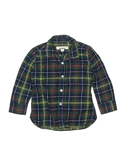 Pre-owned Mini Boden Kids' Long Sleeve Button Down Shirt In Green