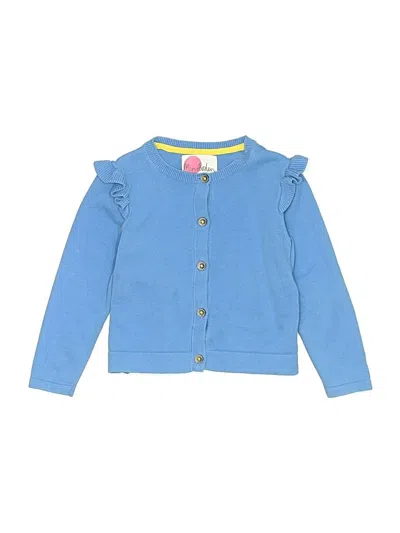 Pre-owned Mini Boden Kids' Long Sleeve Top Blue Ruffles Neckline Tops