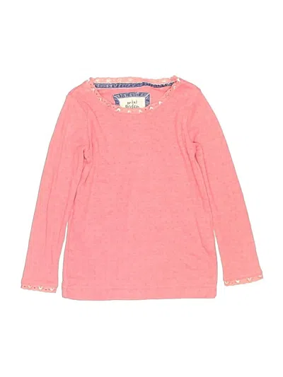 Pre-owned Mini Boden Kids' Long Sleeve Top Pink Crew Neck Tops