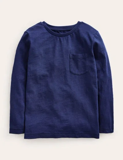 Mini Boden Kids' Long-sleeve Washed T-shirt College Navy Boys Boden In Blue