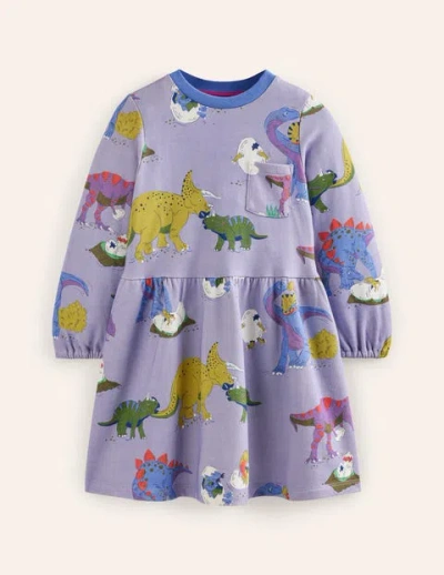 mini boden dinosaur dress Mini Boden Kids' Loopback Sweatshirt Dress Lilac Dino Family Girls Boden