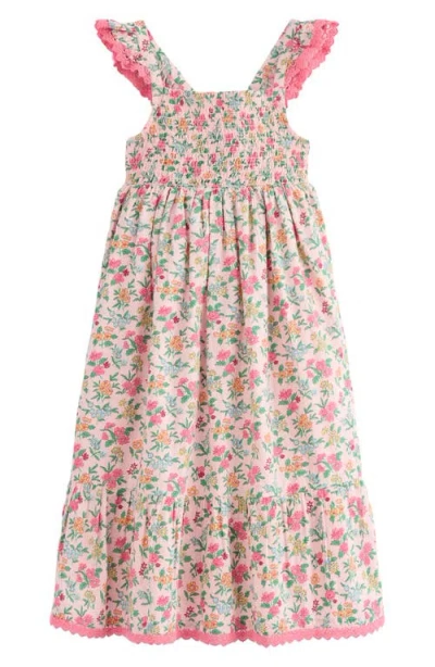 Mini Boden Kids'  Luella Floral Cotton Tiered Sundress In Pink