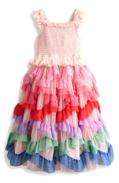 Mini Boden Kids'  Maude Ruffle Tulle Dress In Multi Rainbow