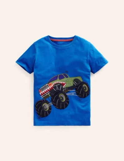 Mini Boden Kids' Monster Truck T-shirt Duck Egg Blue Truck Boys Boden