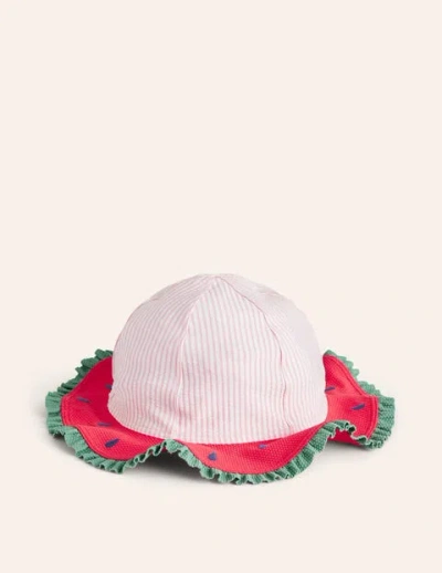 Mini Boden Kids' Novelty Wide Brim Hat Watermelon Pink Girls Boden