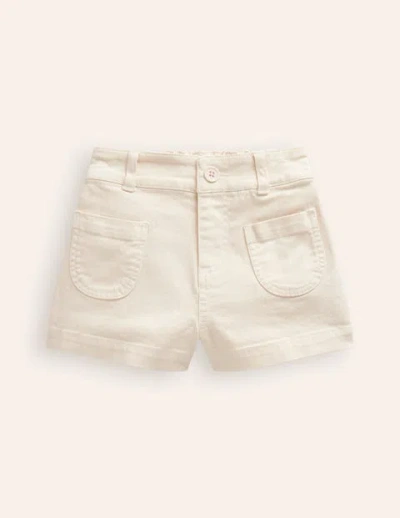 Mini Boden Kids' Patch Pocket Shorts Vanilla White Girls Boden