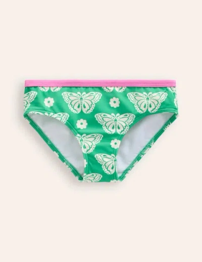 Mini Boden Kids' Patterned Bikini Bottoms Pea Green Butterfly Stamp Girls Boden
