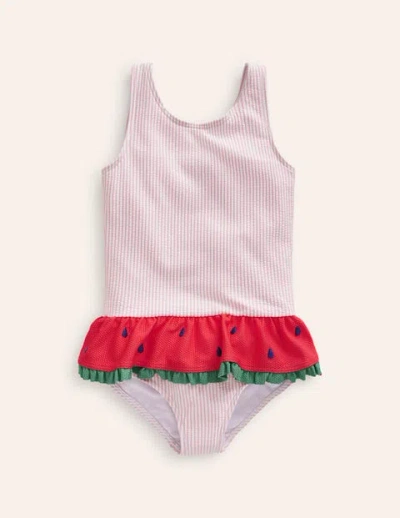 Mini Boden Kids' Peplum Swimsuit Blooming Pink/ Vanilla Pod Girls Boden In Multi