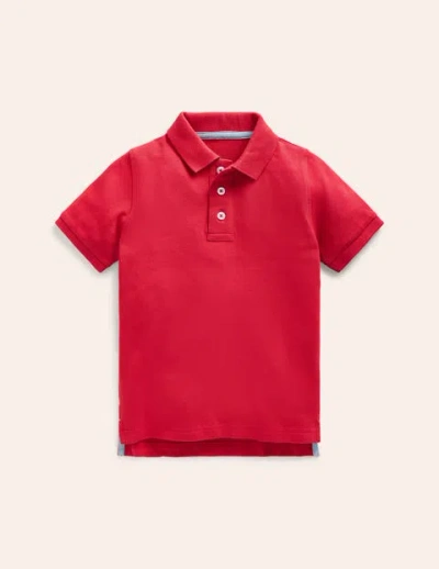 Mini Boden Kids' Piqué Polo Shirt Rockabilly Red Boys Boden