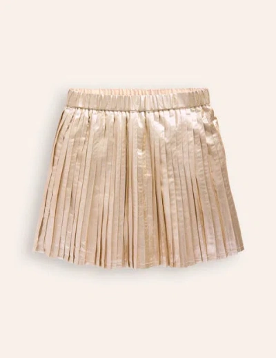 Mini Boden Kids' Pleated Mini Skirt Gold Metallic Girls Boden