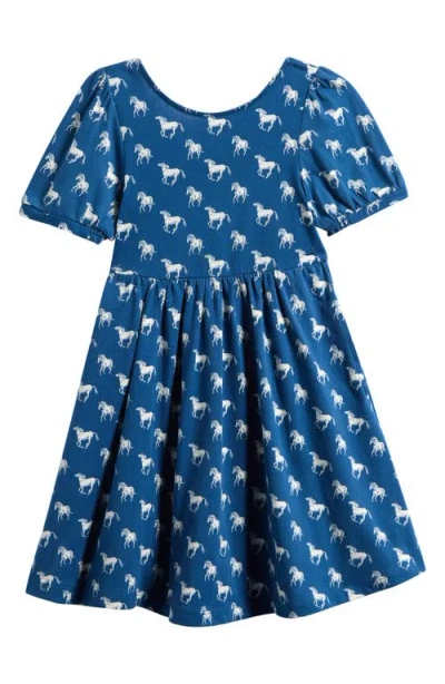 Mini Boden Kids'  Print Jersey Ballerina Dress In Blue