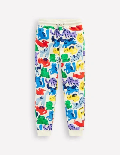 Mini Boden Kids' Printed Comfy Joggers Rainbow Pets Boys Boden In Oatmeal Rainbow Pets
