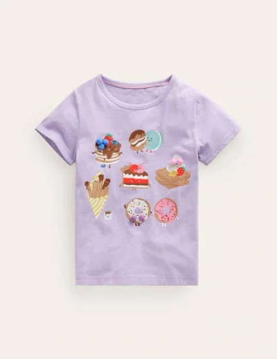 Mini Boden Kids' Printed Graphic T-shirt Misty Lavender Desserts Girls Boden