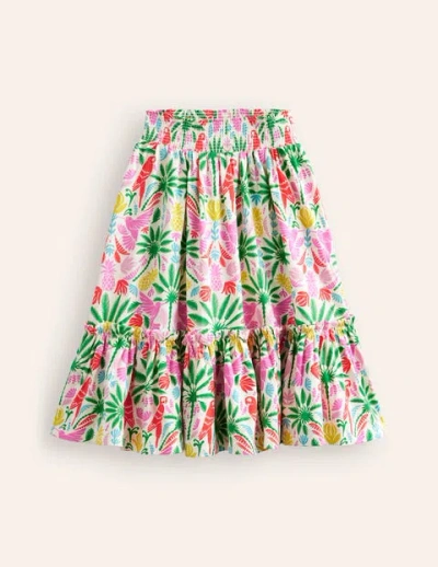 Mini Boden Kids' Printed Jersey Midi Skirt Multi Rainbow Palm Girls Boden