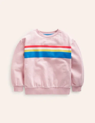 Mini Boden Kids' Printed Stripe Sweatshirt Ballet Pink Multi Chest Stripe Boys Boden