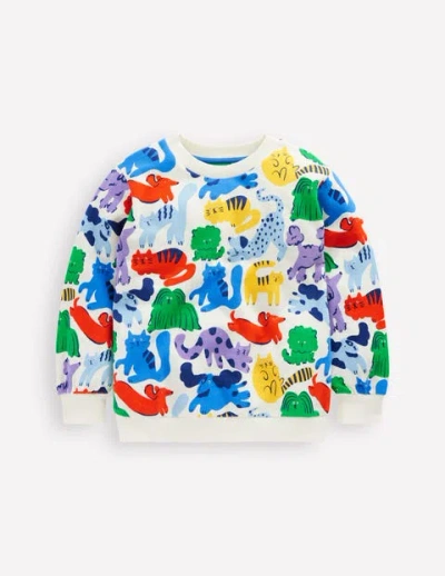 Mini Boden Kids' Printed Sweatshirt Rainbow Pets Boys Boden