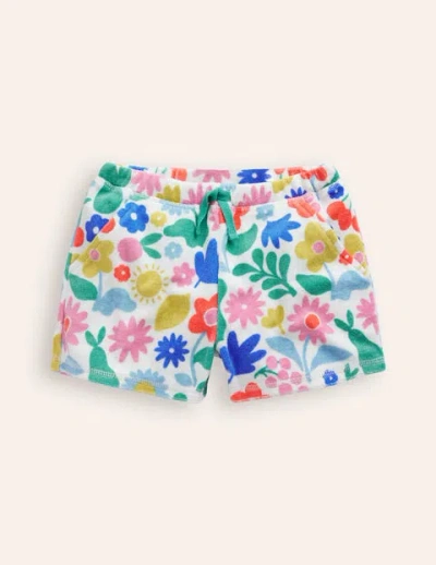 Mini Boden Kids' Printed Towelling Shorts Multi Holiday Stencil Girls Boden