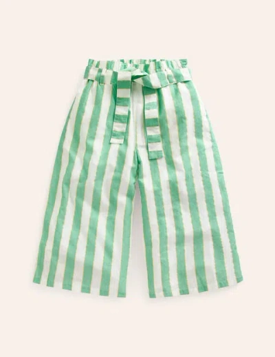 Mini Boden Kids' Printed Wide Leg Pants Green Lurex Stripe Girls Boden